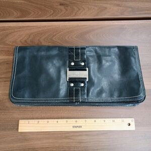 Anne Klein Black Leather Clutch Bag